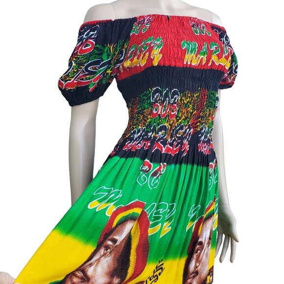 Bob Marley Maxi Dress S M L XL Reggae Rasta Jamaica One Love - Picture 7 of 11